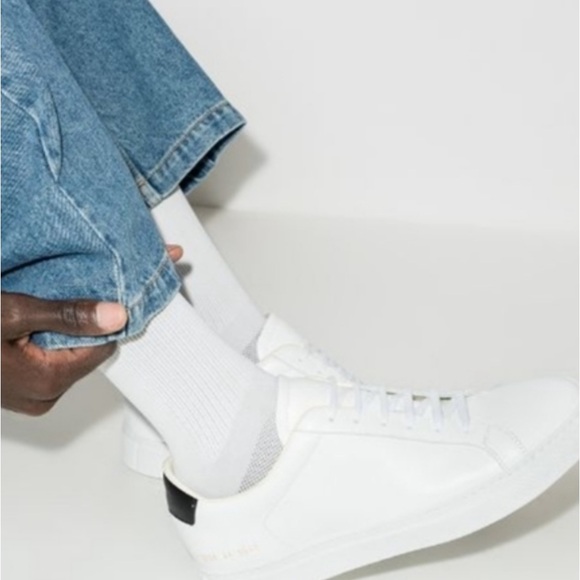 Common Projects Retro Leather Sneakers 2295 in White with Black Heel Size 42 - Picture 1 of 13